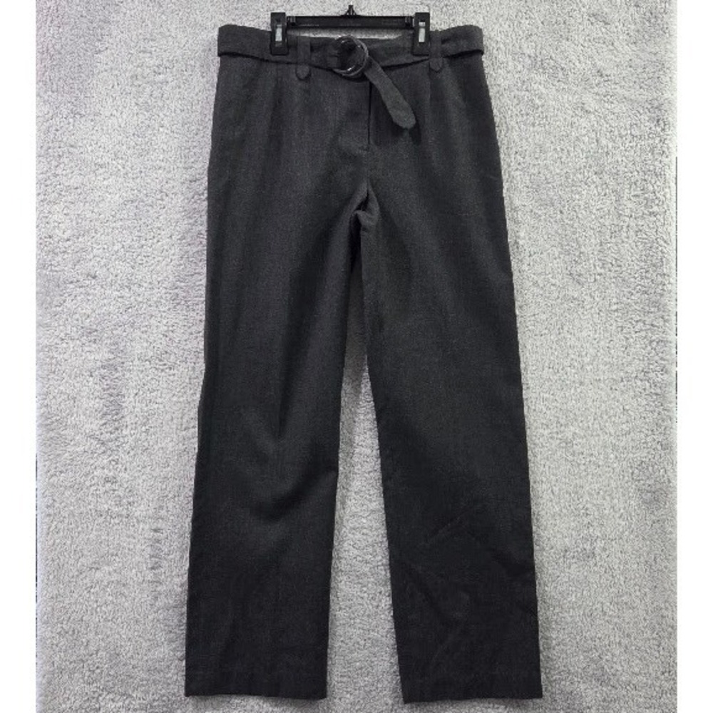 Harve Benard Wool Pants Women's 6 Gray Vintage Belted High Rise Lined Trousers